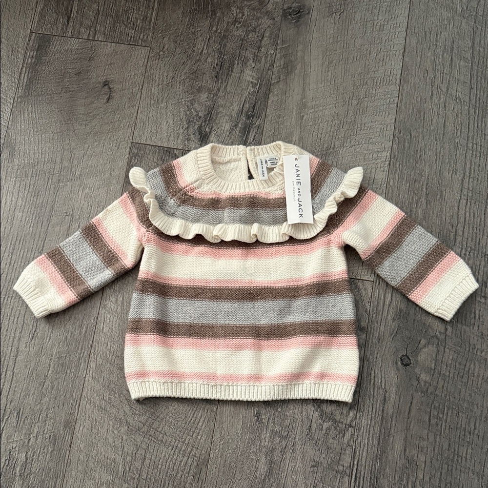 Janie and Jack Pink and Brown Striped Sweater